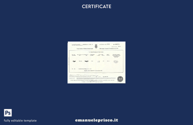 stile verificato Modello di certificato di nascita dell'ufficio del registro gen